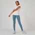 Women Gym Cotton Legging 500 - Green-Blue Print