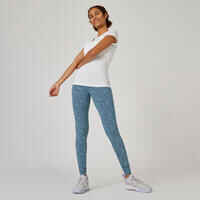 Leggings Fit+ Fitness Baumwolle grün/blau bedruckt 