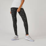 Women Gym Cotton Legging 500  - Black Print