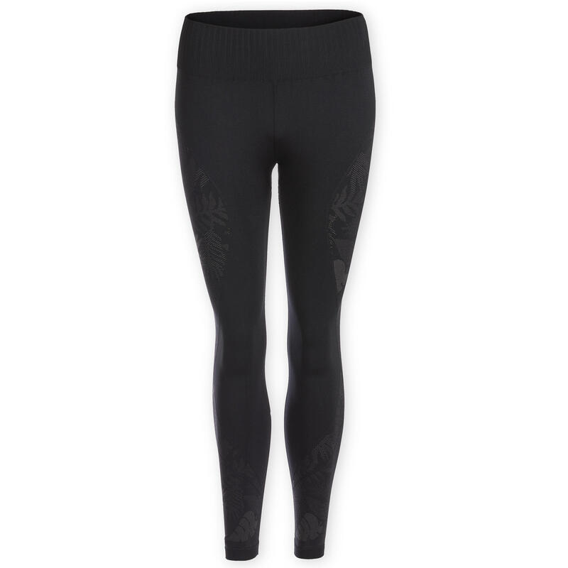 Naadloze 7/8-legging voor yoga zwart/antracietgrijs