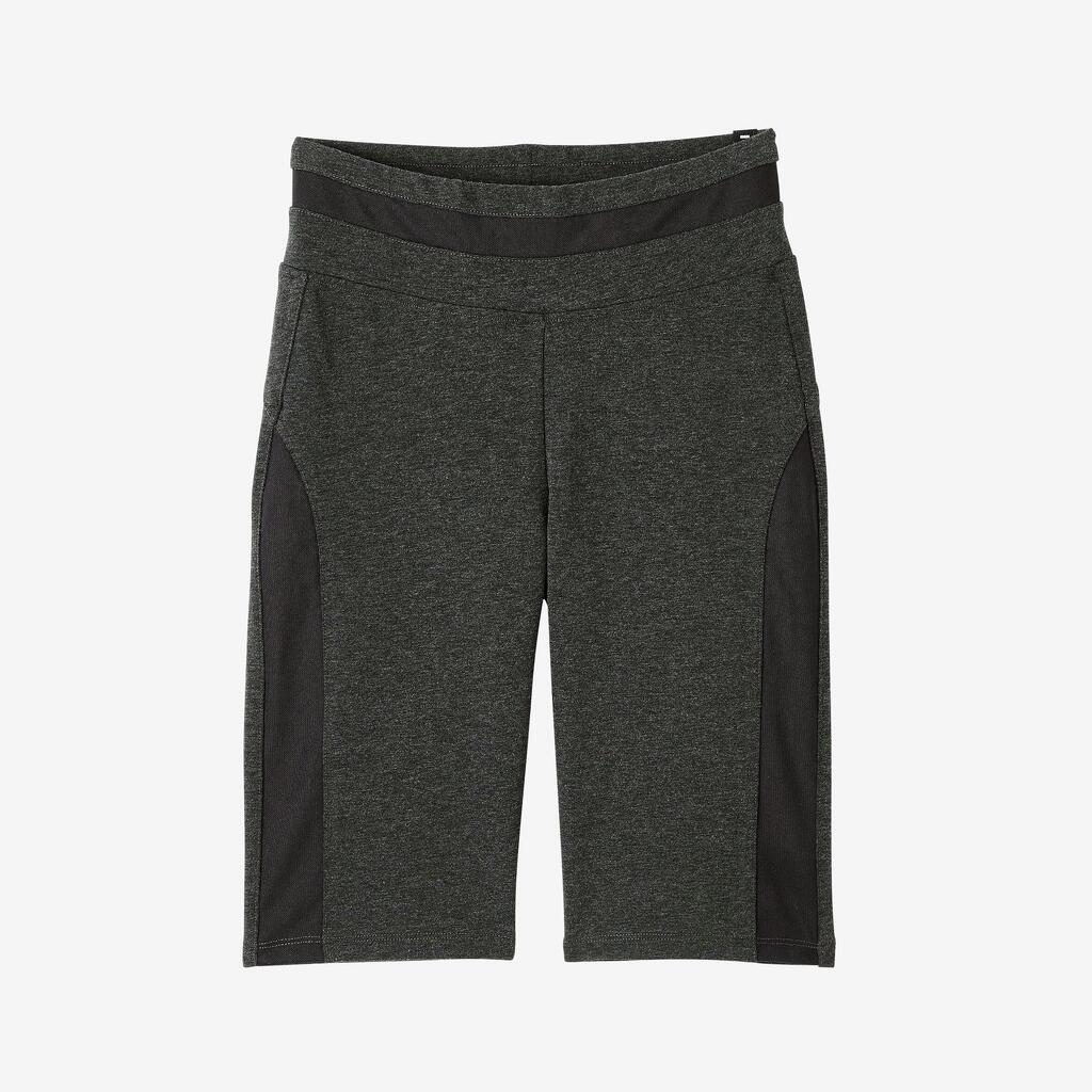 Shorts Radlerhose Slim 520 Fitness Baumwolle ohne Tasche Damen grau/schwarz 