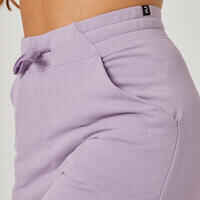 Shorts Slim 520 Fitness Baumwolle mit Tasche Damen lila 