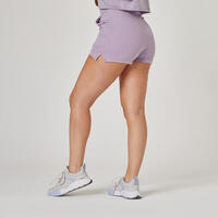 Short Fitness femme coton avec poche - 520 mauve
