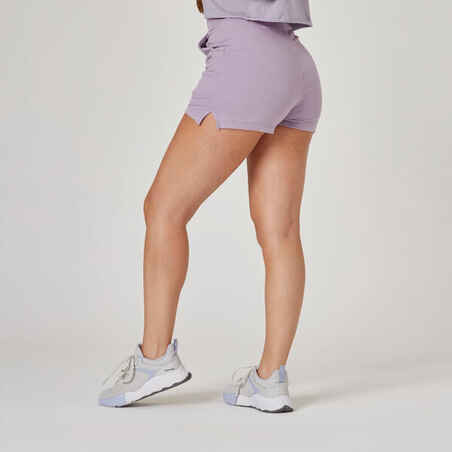 Women's Slim-Fit Cotton Fitness Shorts 520 with Pocket - Mauve