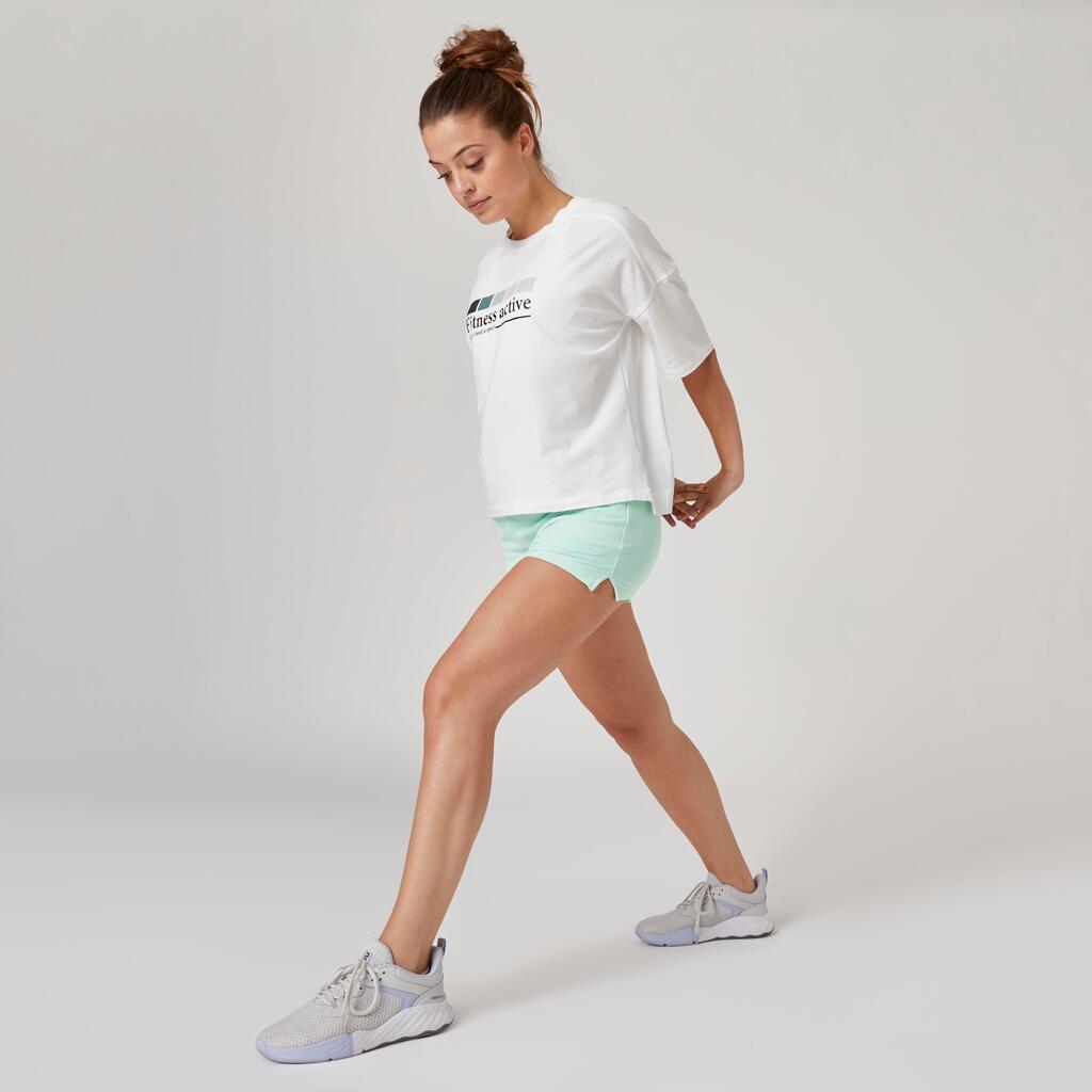 Women's Fitness Cotton Shorts 520 with Pocket - Mint Green