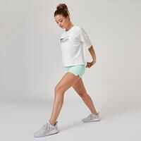 Shorts Fitness 520 Slim Baumwolle mit Tasche Damen hellgrün 