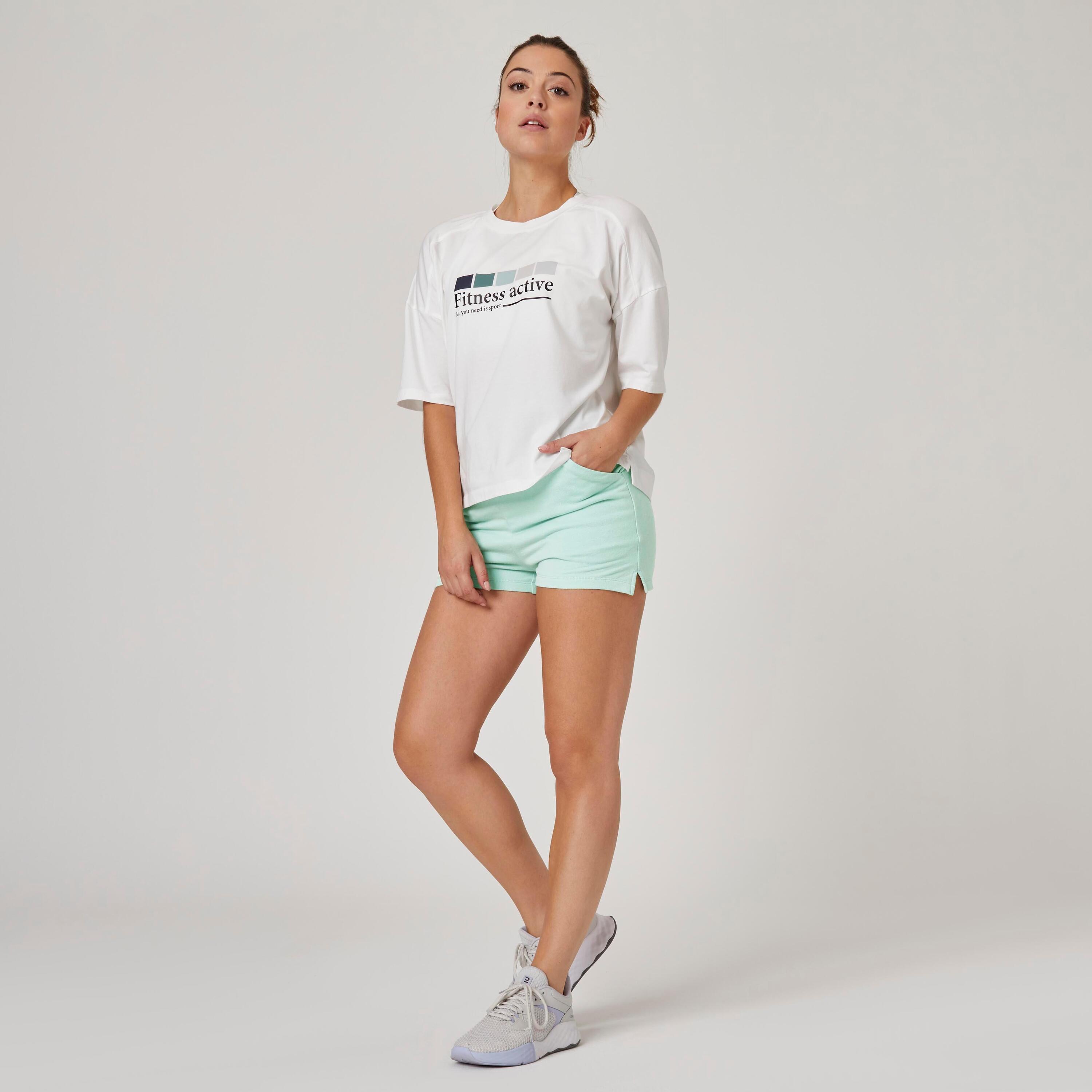 Women's Fitness Cotton Shorts with Pocket 520 - Light Green 3/6