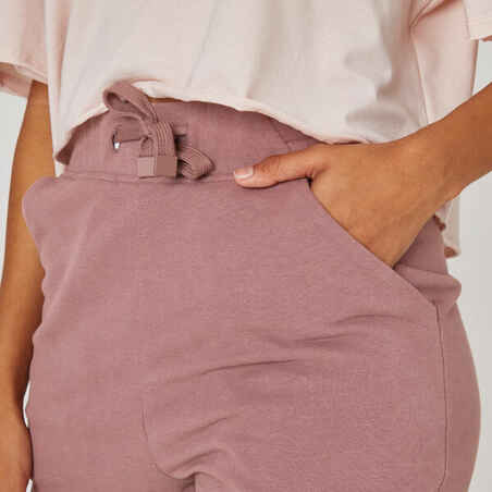 Shorts Slim 520 Fitness Baumwolle mit Tasche Damen rosa 
