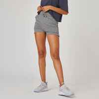 Shorts Slim 520 Fitness Baumwolle mit Tasche Damen grau 