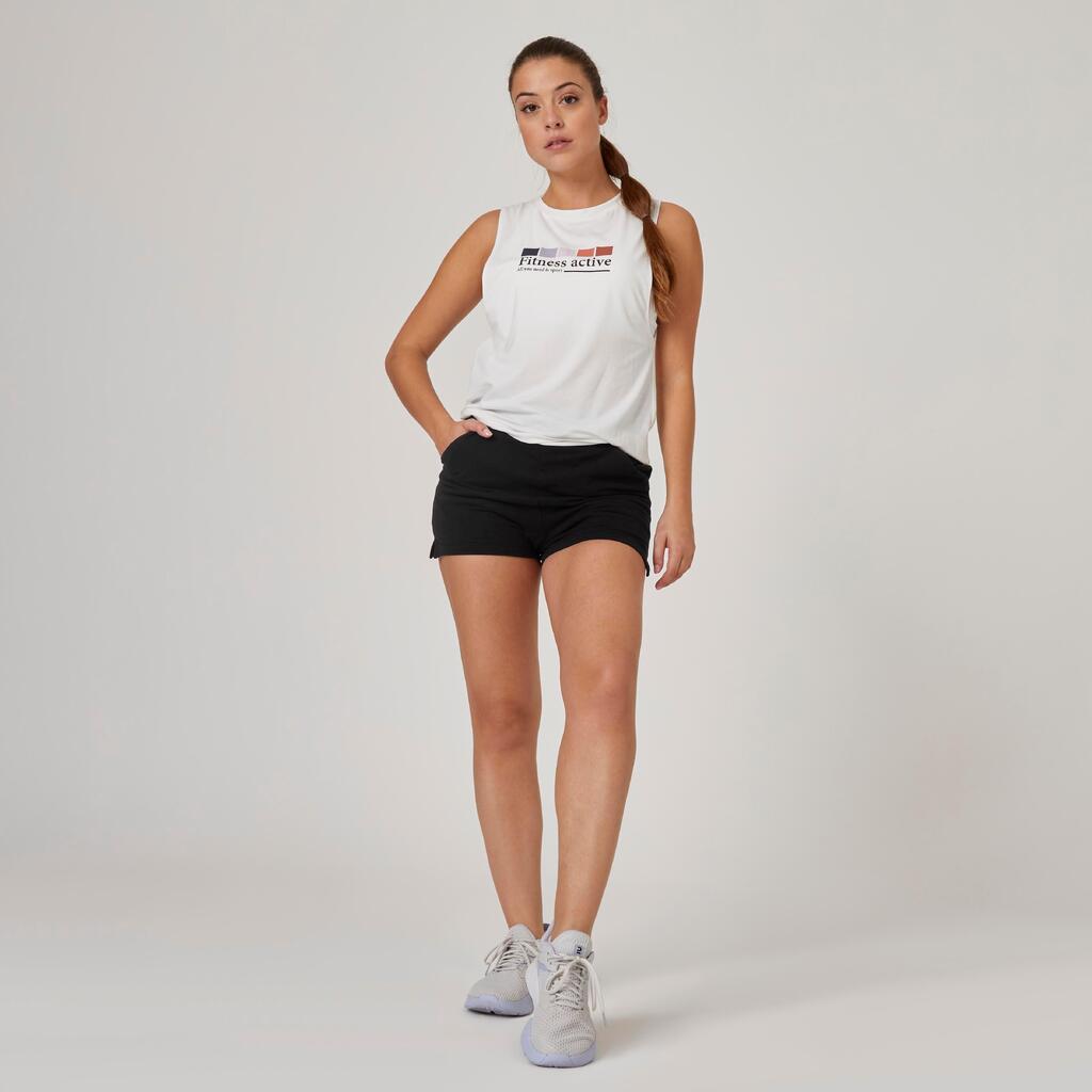 Short de fitness avec poche femme, bleu flocon