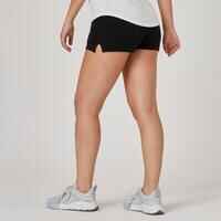 Shorts Slim 520 Fitness Baumwolle mit Tasche Damen schwarz 