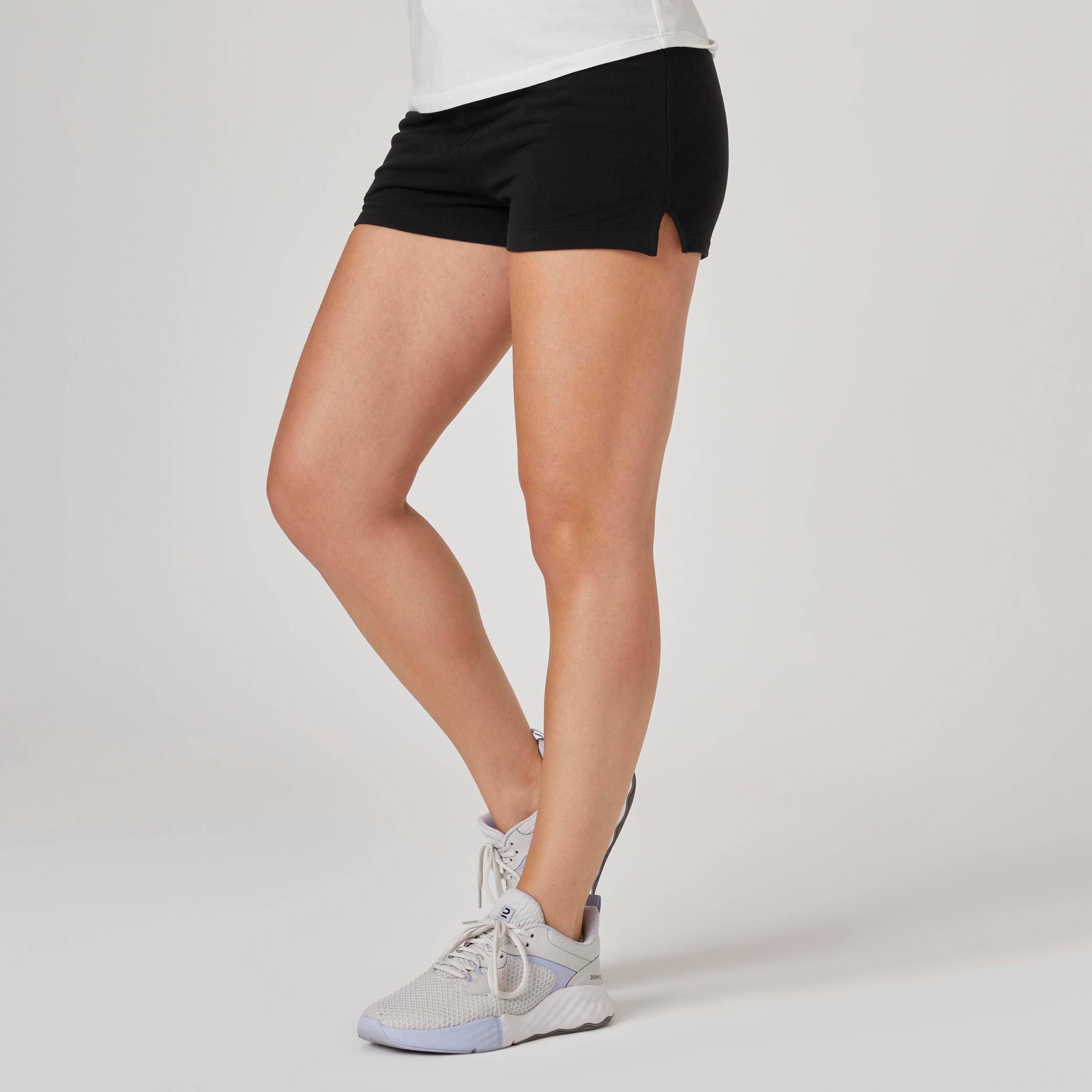 Women's Fitness Cotton Shorts 520 with Pocket - Black -  1