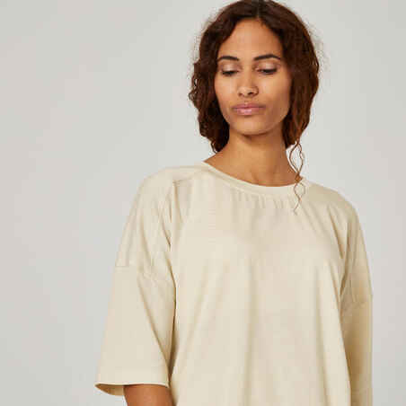 Women's Loose-Fit Fitness T-Shirt 520 - Linen