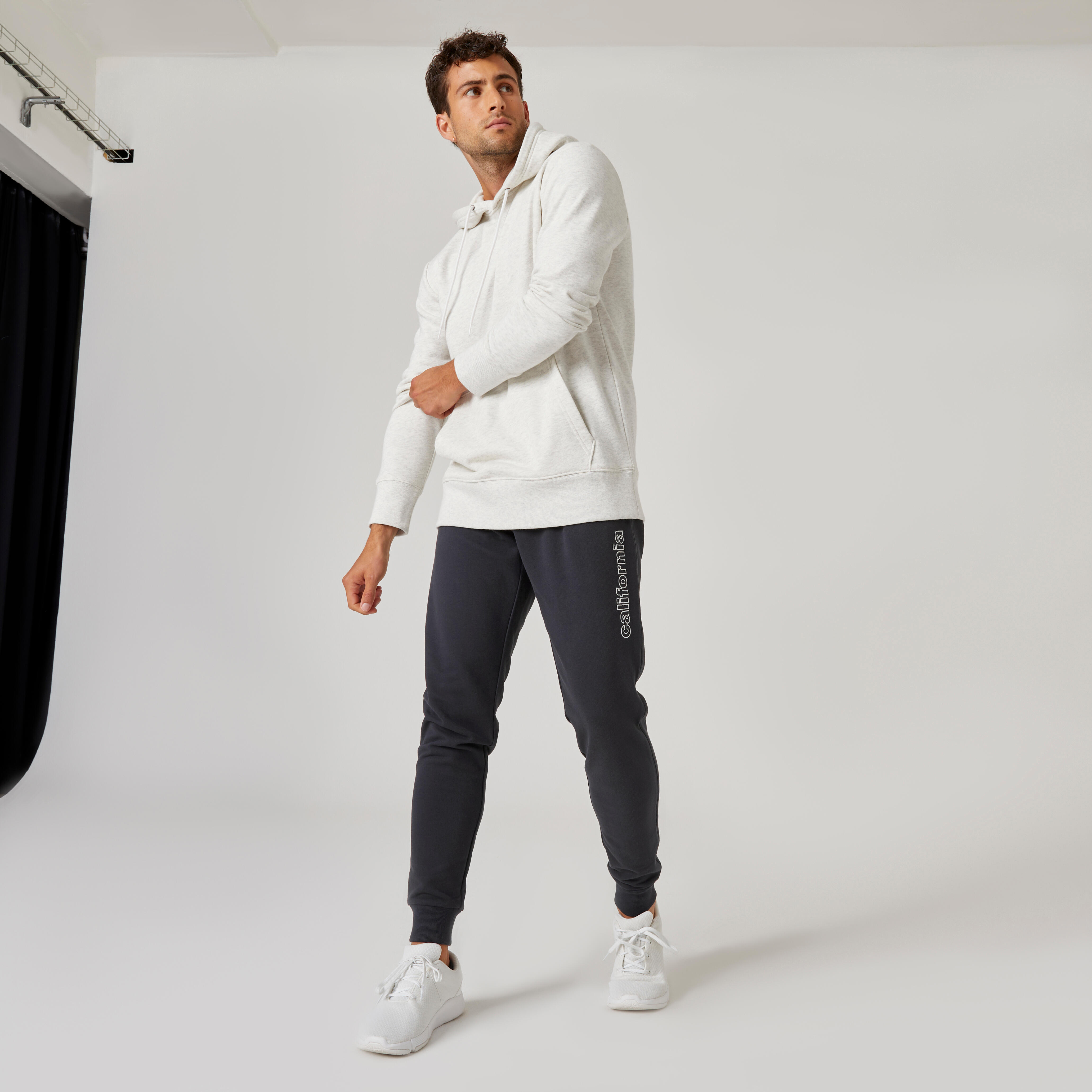 Men's Gym pant Regular fit with Print-Carbon grey