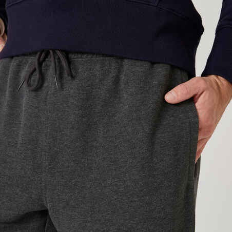 Men's comfortable slim-fit fitness jogging bottoms, dark grey
