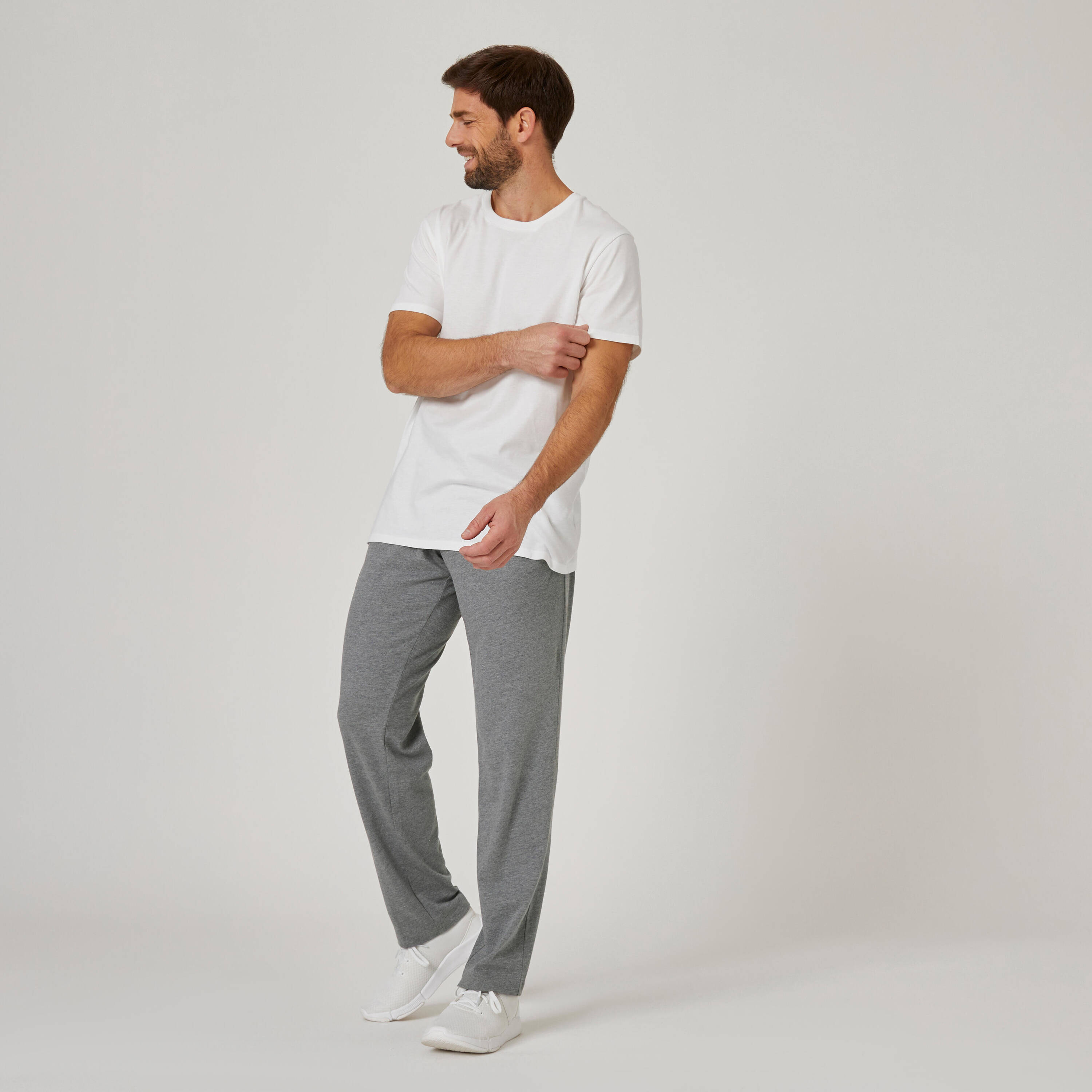 Men Gym Soft Trackpants, Stretchable, Elastic Waist, Straight Fit 100 -Iron Grey -  3