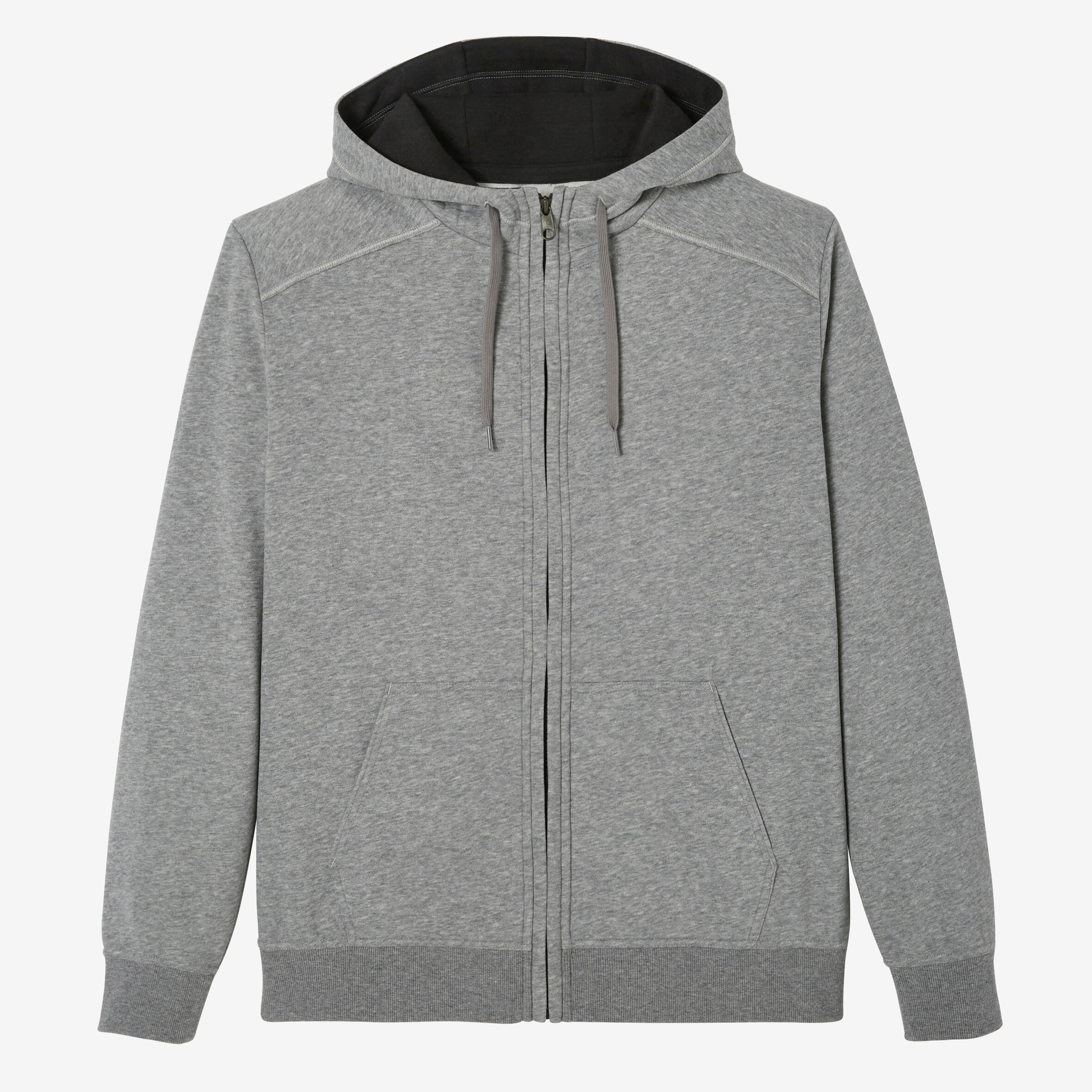 Men's Straight-Cut Zipped Hoodie With Pocket 500 - Grey 7/7