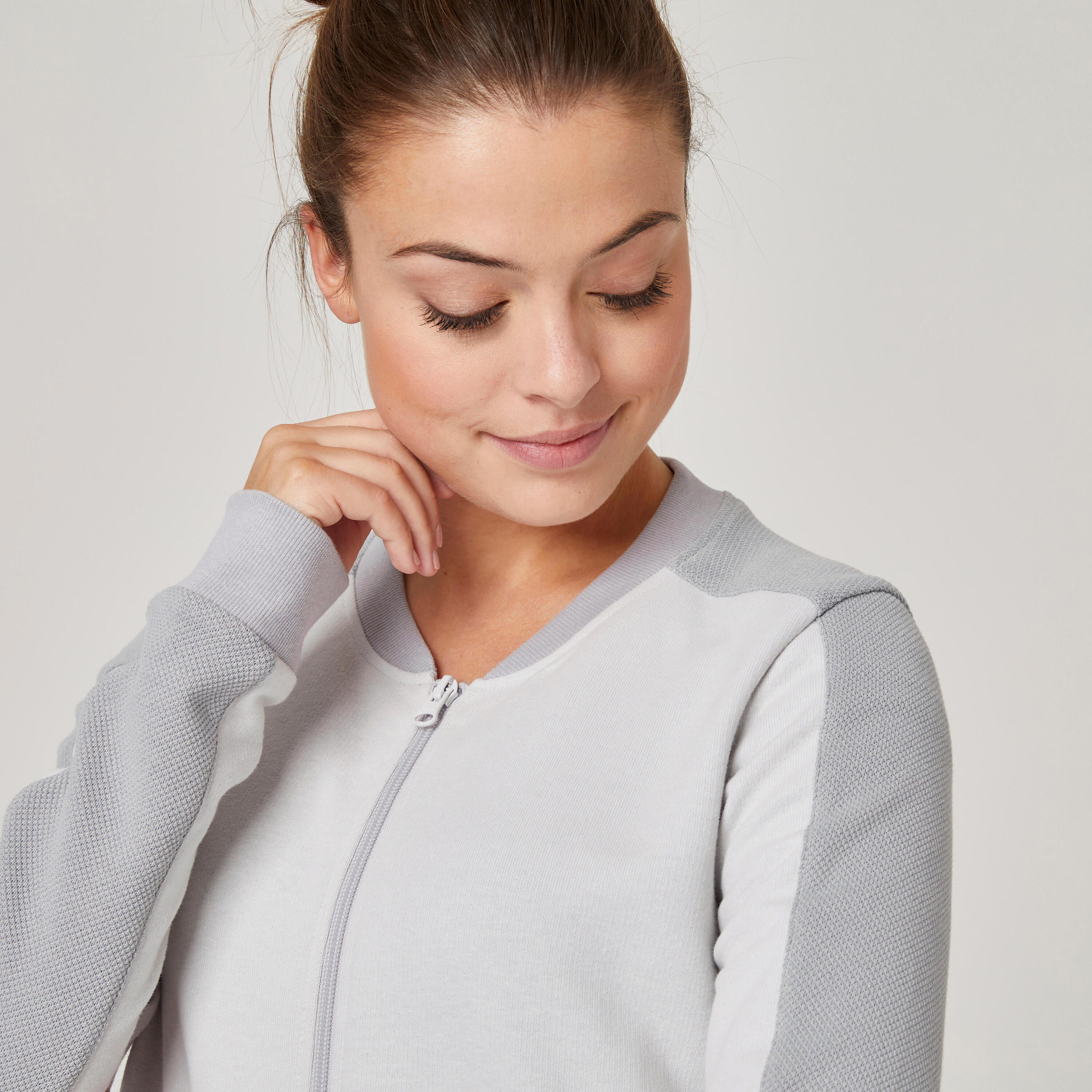 Women's Zip-Up Fitness Sweatshirt 520 - Light Grey 5/7