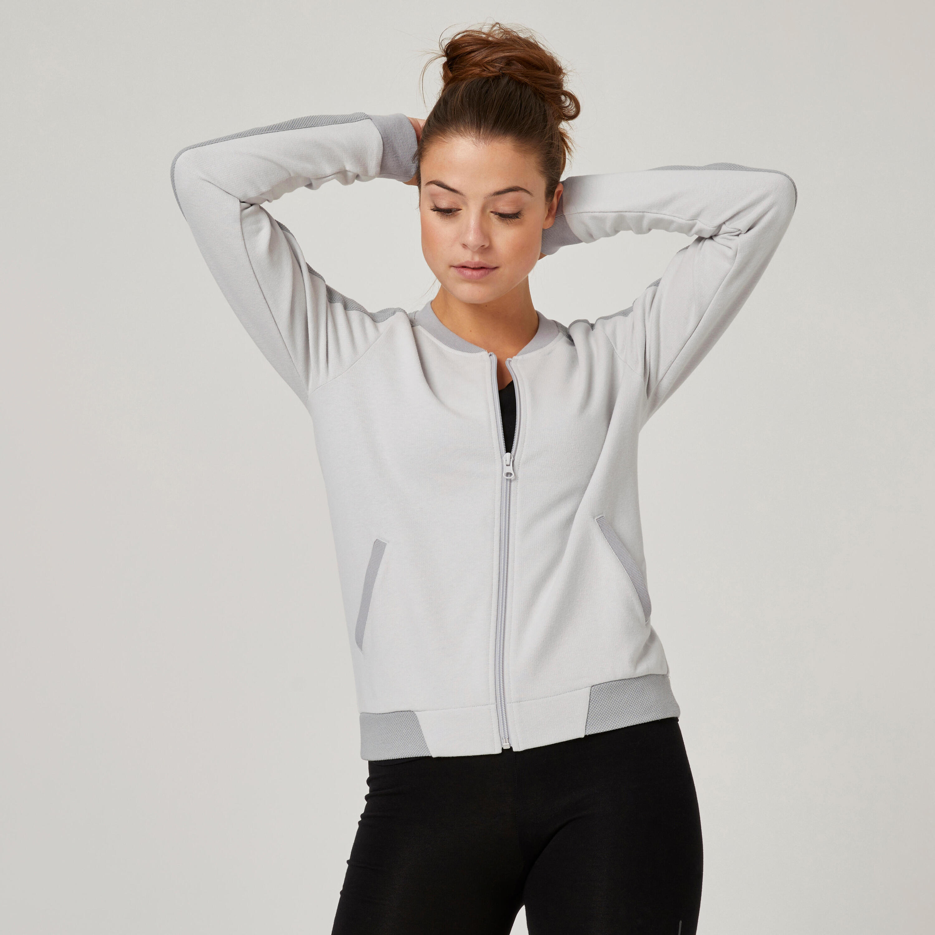 Women's Zip-Up Fitness Sweatshirt 520 - Light Grey 1/7