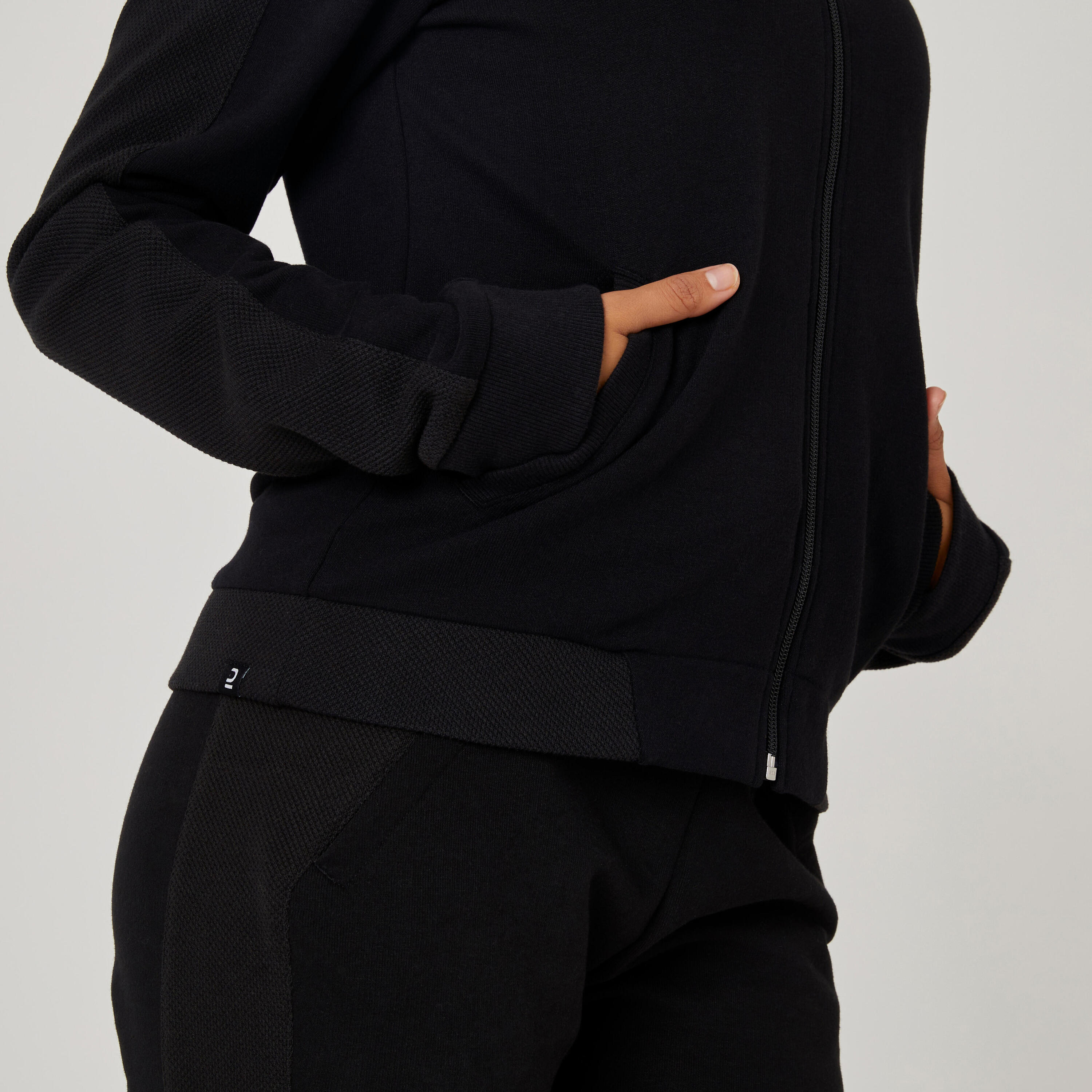 Women's Zip-Up Fitness Sweatshirt 520 - Black 5/5
