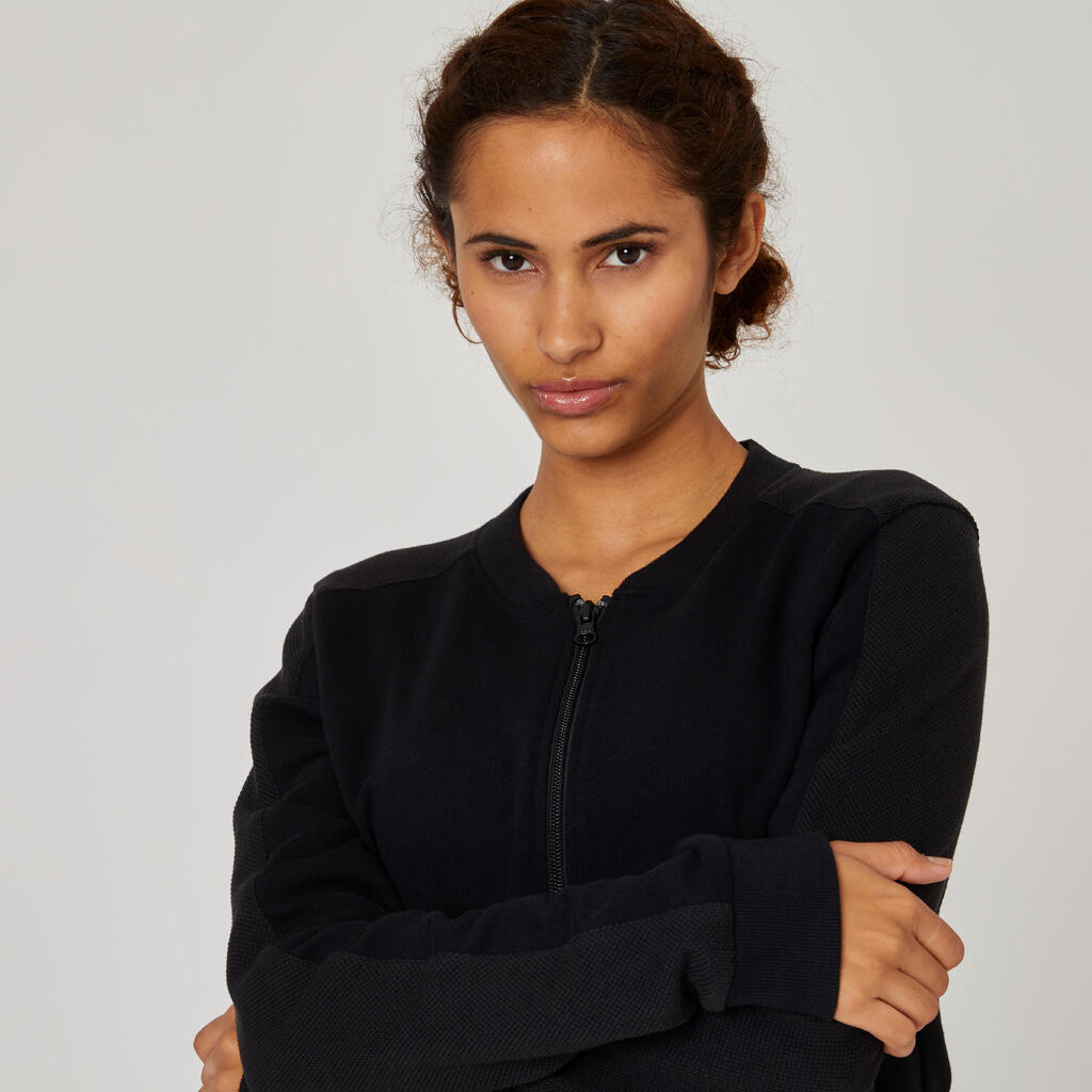 Sweat Zippé Fitness Femme - 520 noir