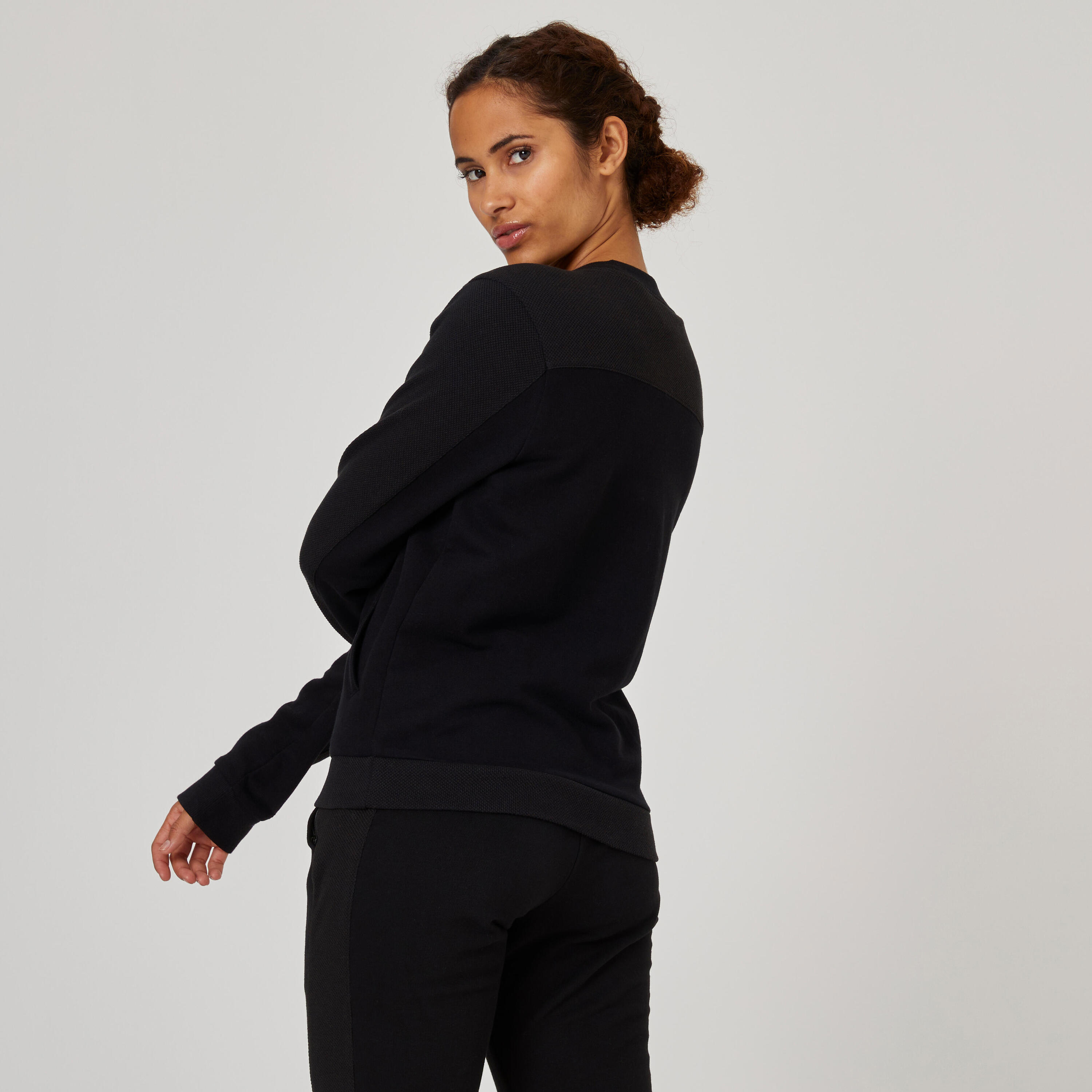 Women's Zip-Up Fitness Sweatshirt 520 - Black 2/5
