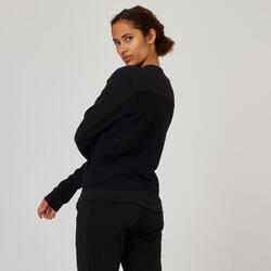 Sweat zippé col zippé droit femme avec poche - 520 Noir