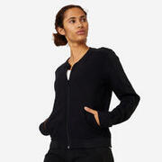Women Gym Zip Sweatshirt With Pocket 520 - Black