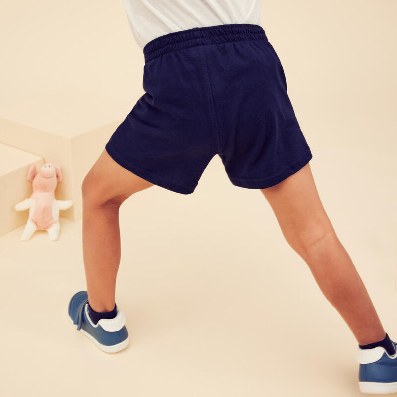 Pantaloncini bambino ginnastica 100 regular 100% cotone blu