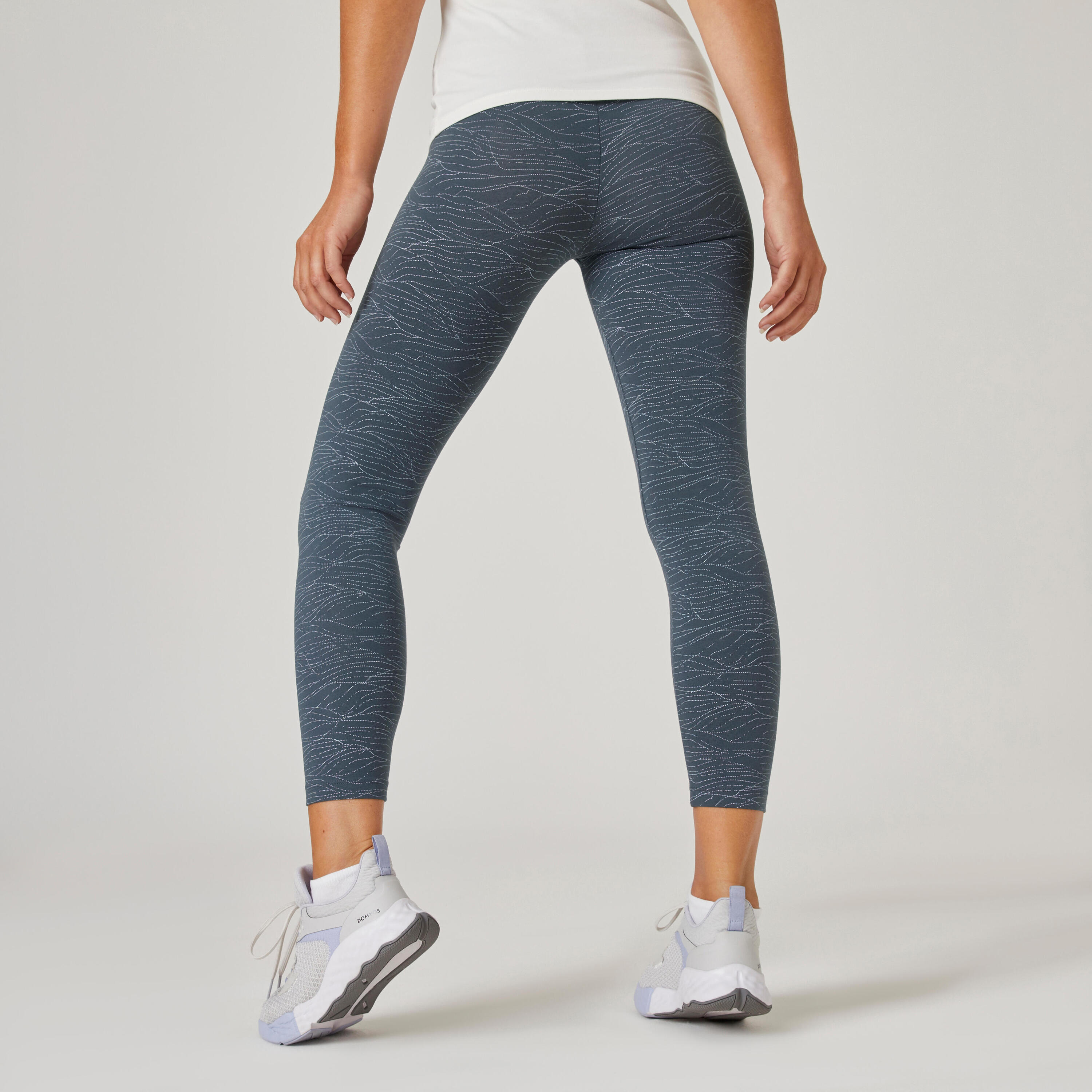 Women's Fitness 7/8 Leggings Fit+ 500 - Blue Print 2/5