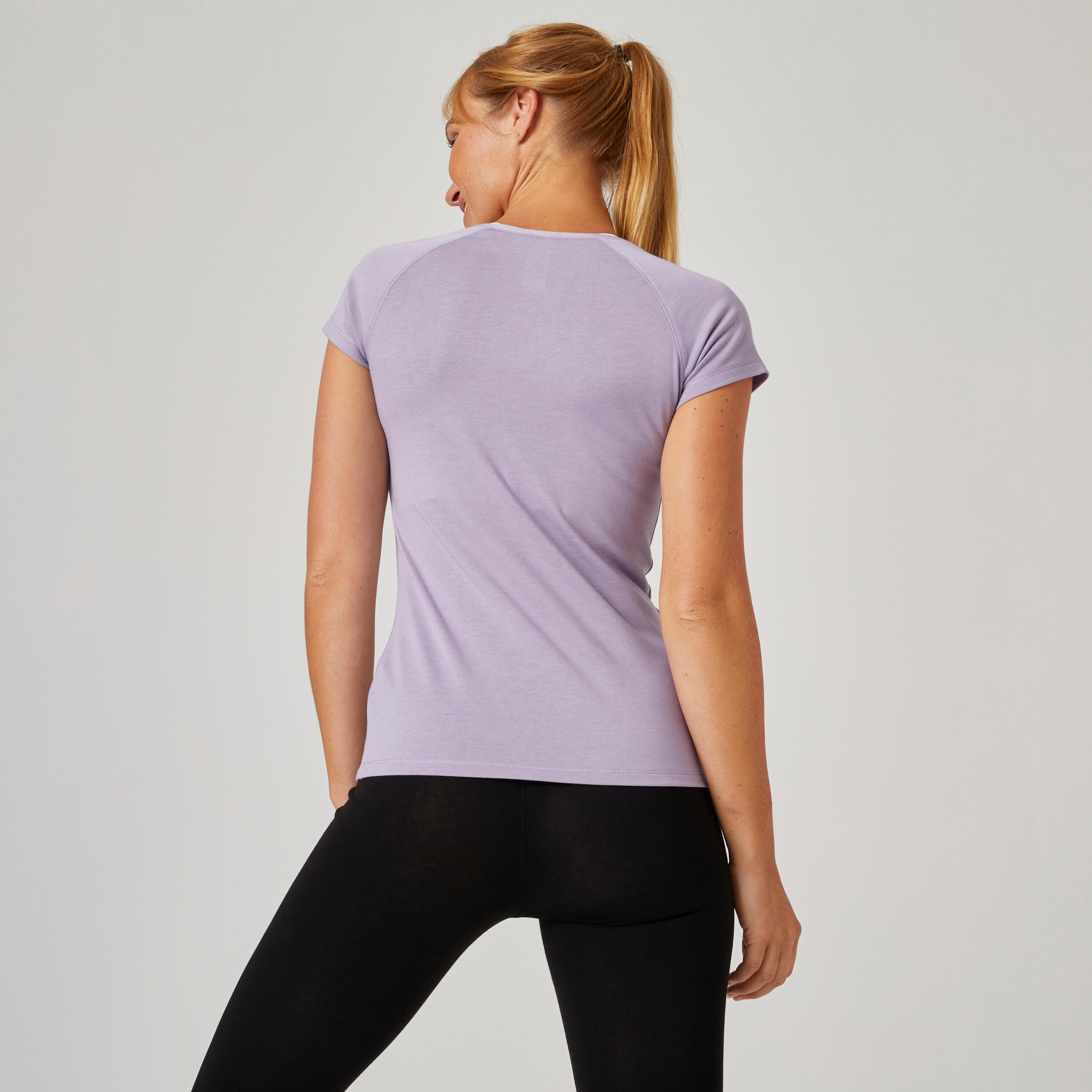 Women's Slim-Fit Fitness T-Shirt 500 - Purple 2/5