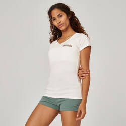 Women's Slim-Fit Fitness T-Shirt 500 - Off-White