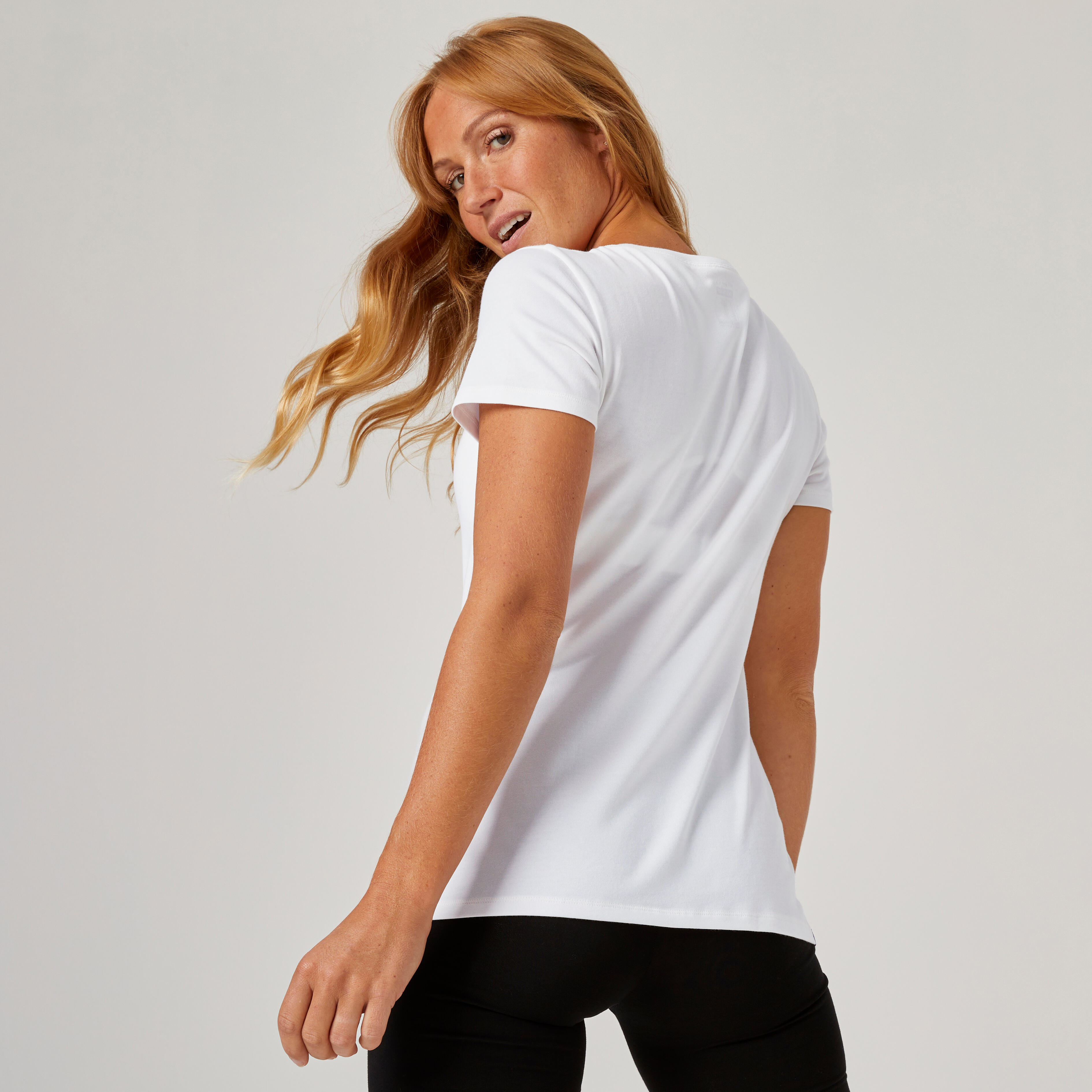 Short-Sleeved Crew Neck Cotton Fitness 