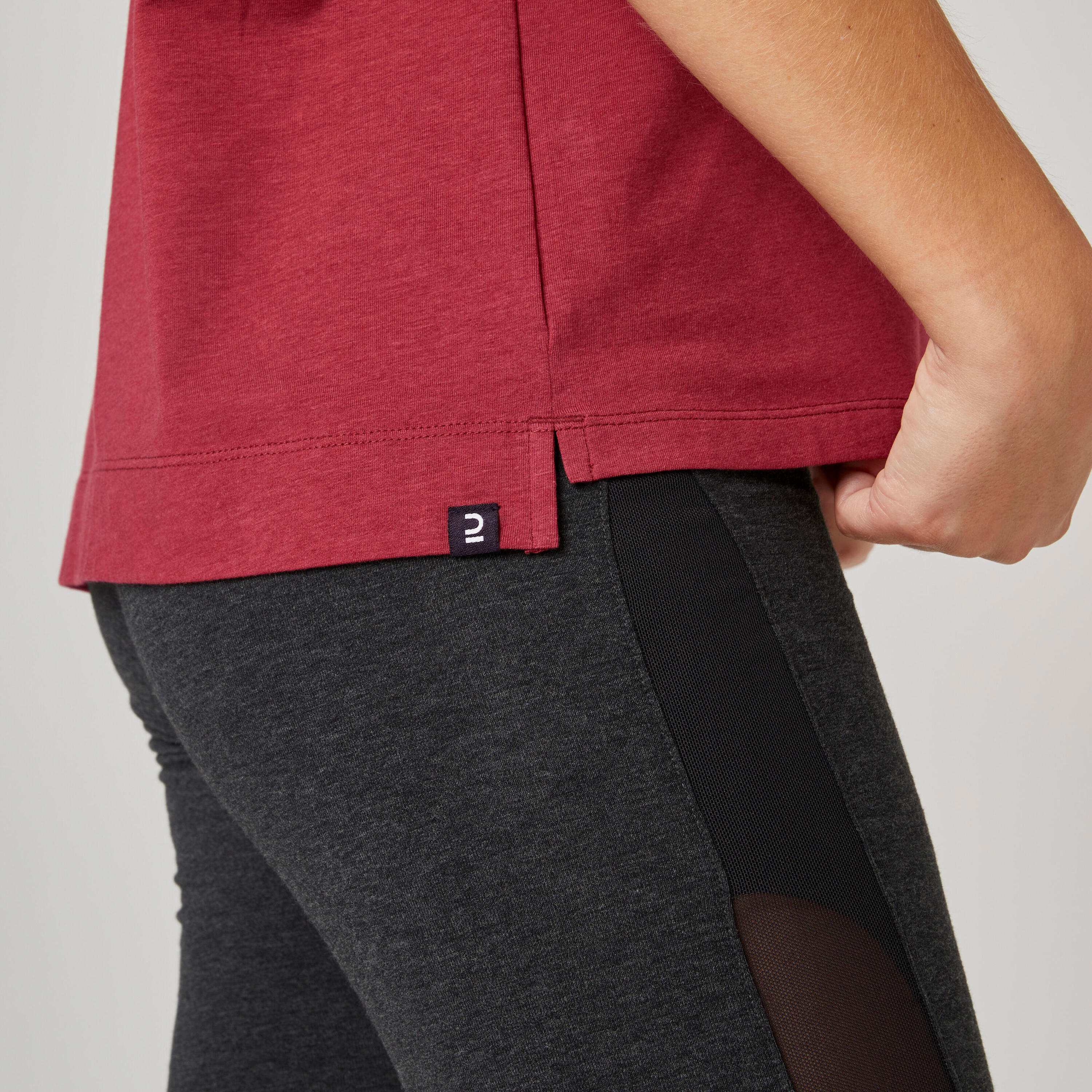 Women's Short-Sleeved Loose-Fit Majority Cotton Fitness T-Shirt 520 - Burgundy 6/7