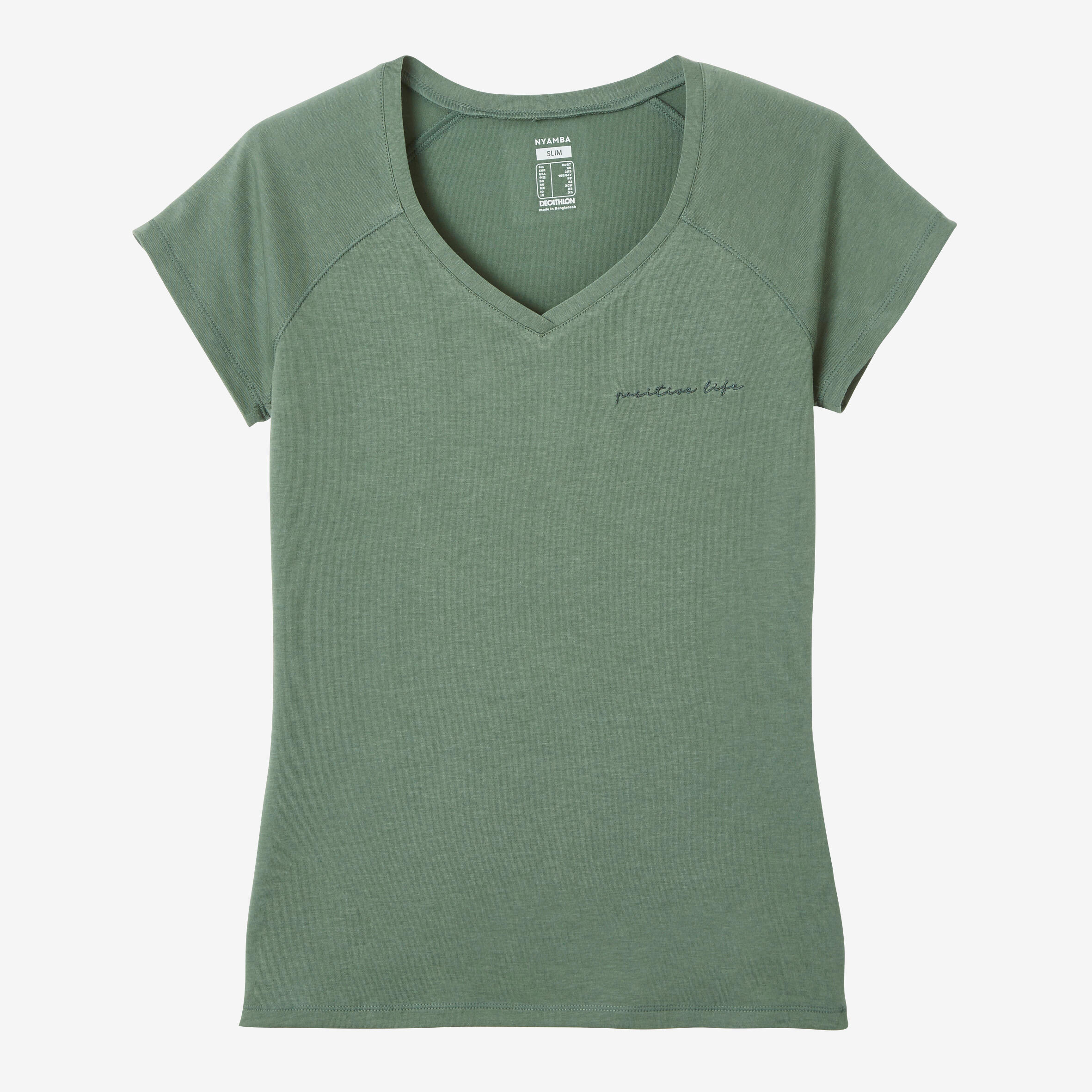 Camiseta de fitness manga corta para Mujer Domyos 500 verde oliva