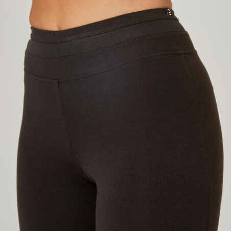 Leggings Fitness Baumwolle dehnbar hohe Taille Mesh Damen braun 