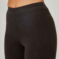 Stretchy High-Waisted Cotton Fitness Leggings with Mesh - Black