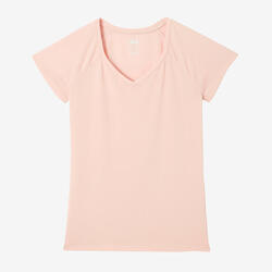 T-shirt Col V Fitness Femme - 500 Rose Quartz