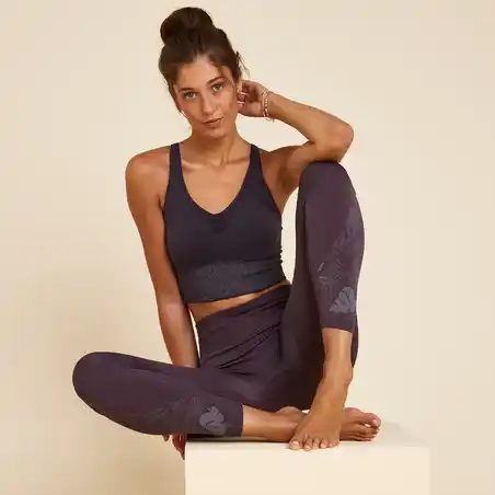 Long Dynamic Yoga Sports Bra - Dark Purple