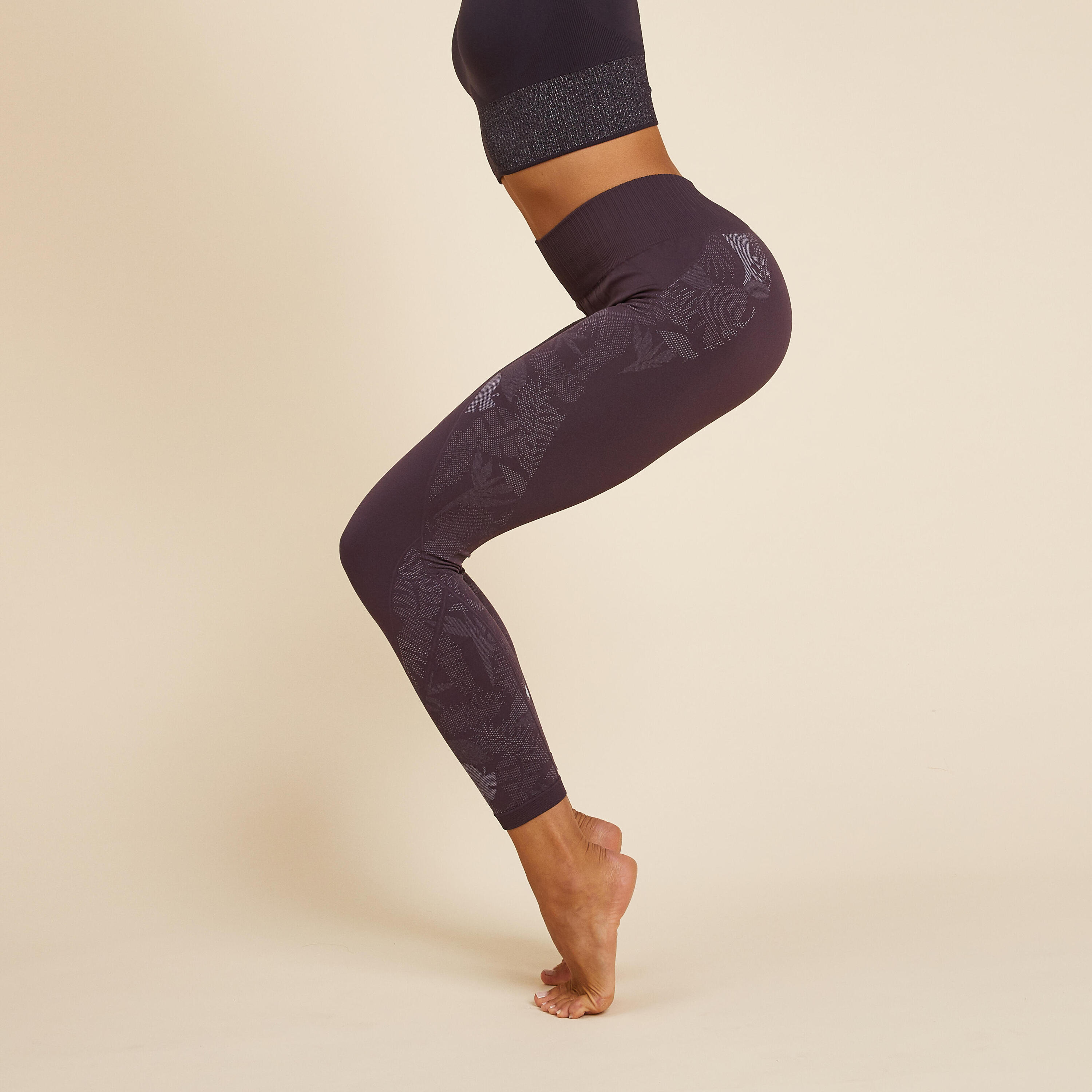 Seamless 7/8 Dynamic Yoga Leggings - Purple 3/6