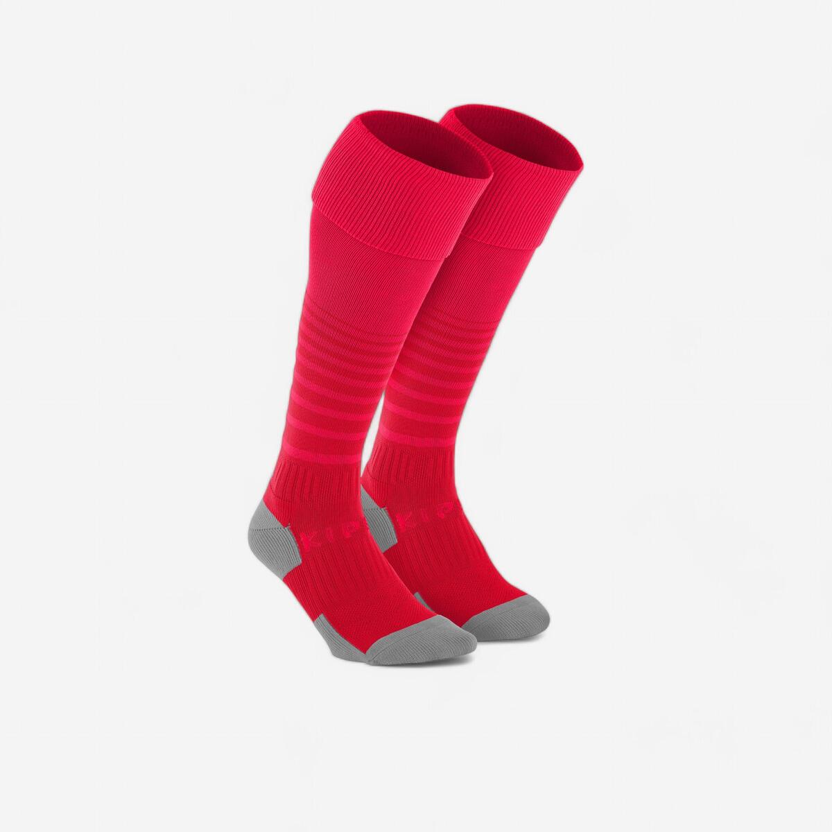 Chaussettes de football VIRALTO SOLO rayées rose et rouge