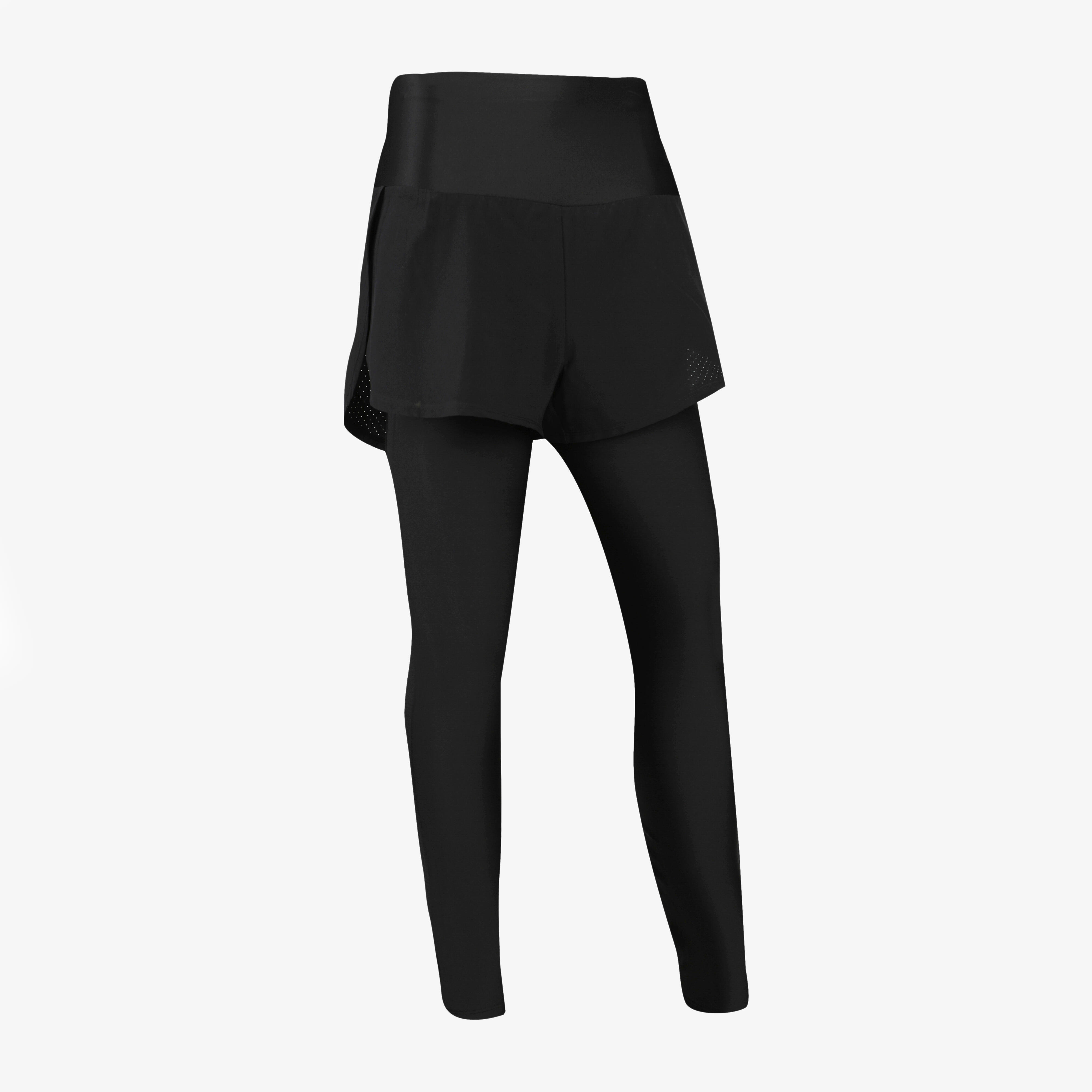 Women's 2-in-1 Running Leggings/Shorts - Black