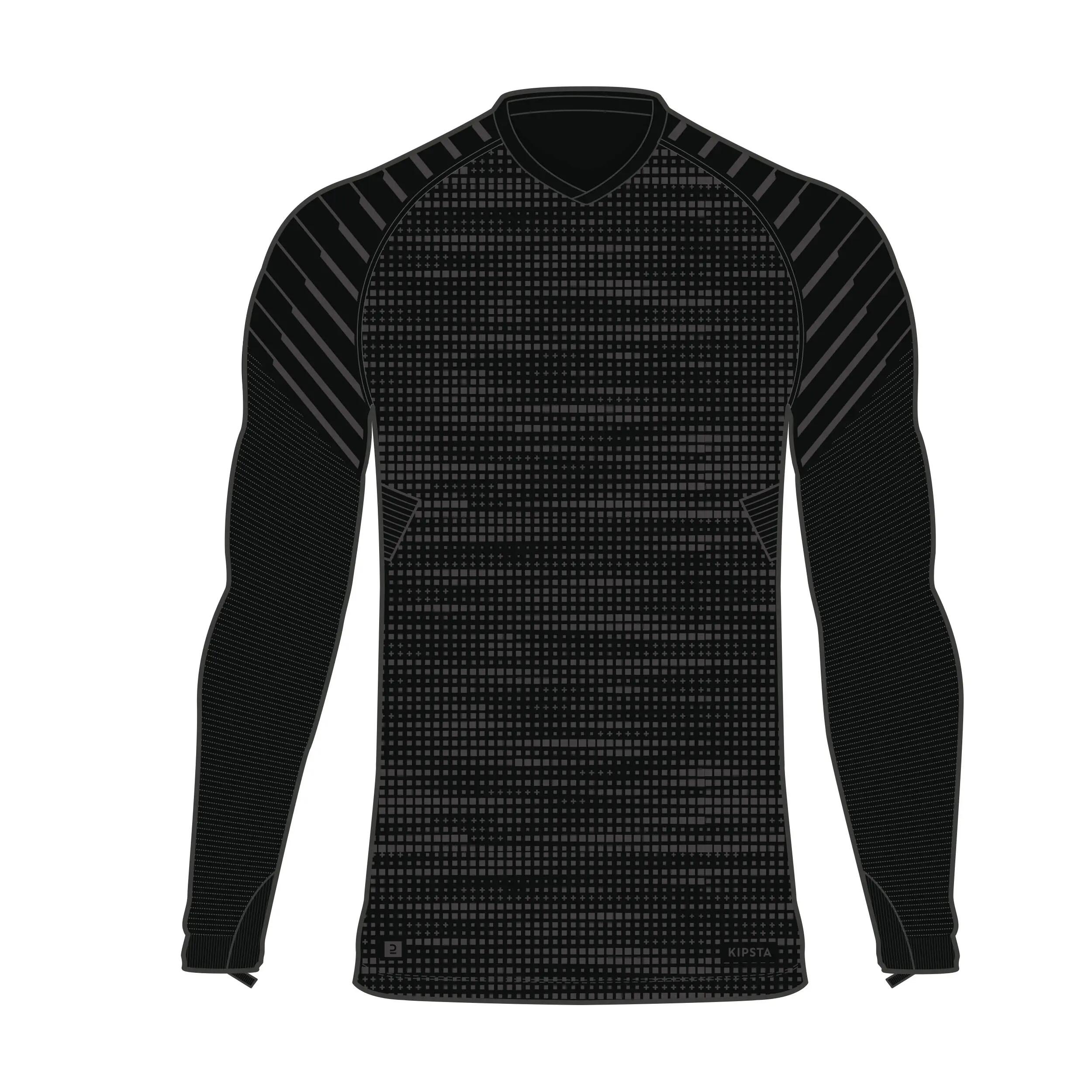 Kids' Football Long-Sleeved Seamless Thermal Base Layer Top Keepdry - Black 2/4