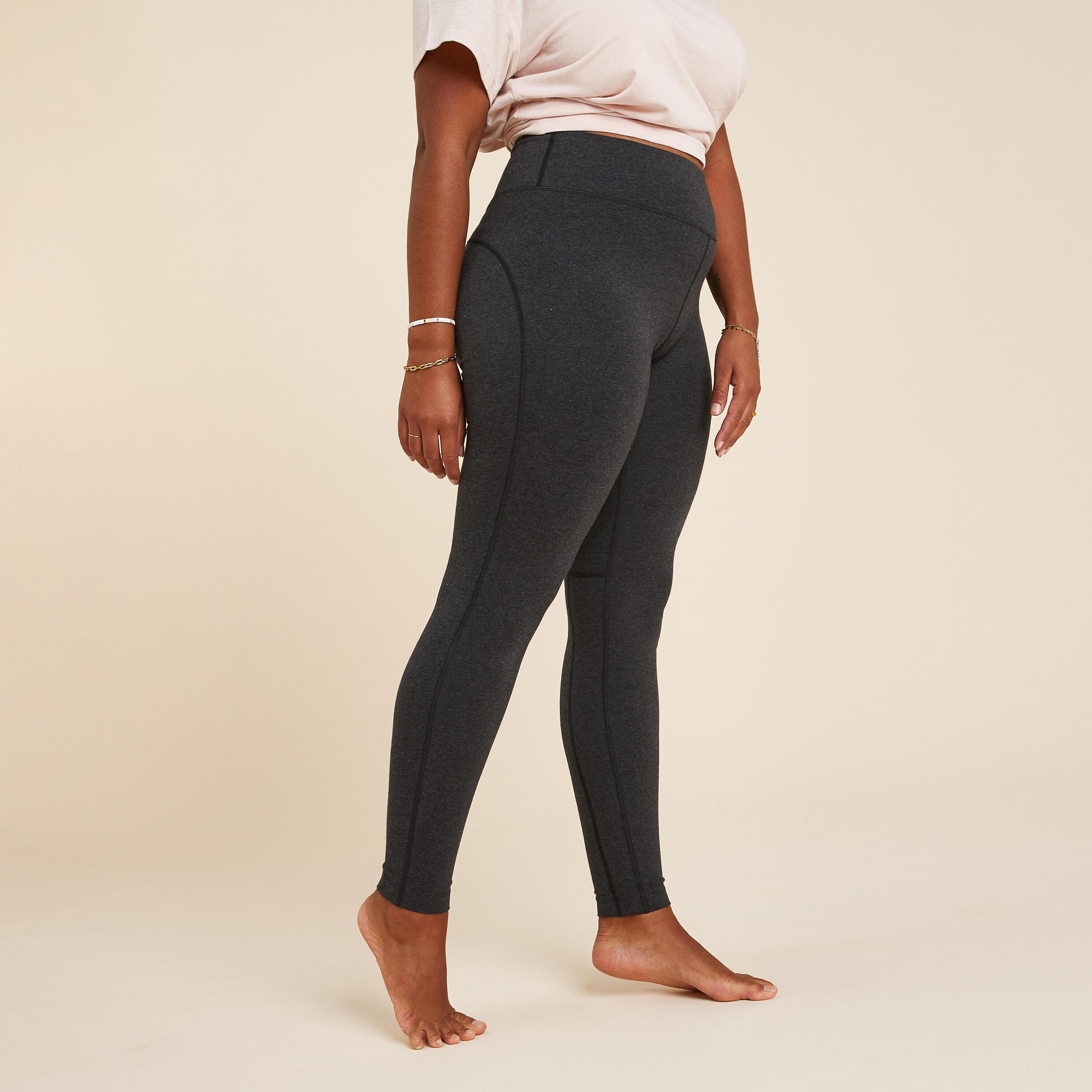 Women's Cotton Technical Yoga Leggings - Dark Grey 3/6