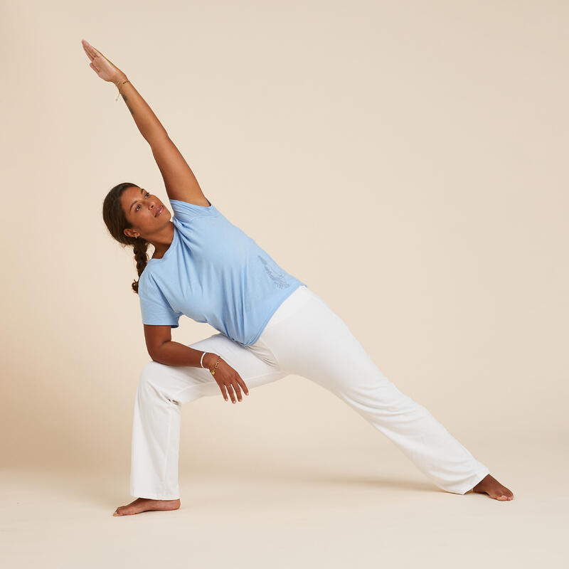 Pantalon bumbac Yoga Uşoară Alb Damă 