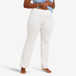 Pantalon chandal corte recto anchos fitness y yoga para mujer blanco