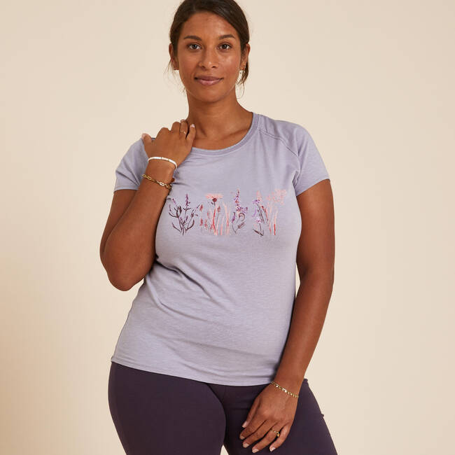 Women Yoga Organic Cotton T-Shirt Blue