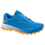 Modrá trailová obuv s bielo oranžovou podrážkou