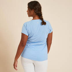 Women's Gentle Yoga T-Shirt - Sky Blue Embroidery