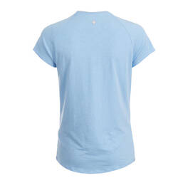 Women's Eco-Friendly Gentle Yoga T-Shirt - Sky Blue/Embroidery